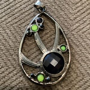 Lia Sophia Stormy Sky Green Teardrop Gun Metal Pendant